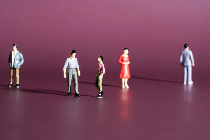 a group of people standing in a line